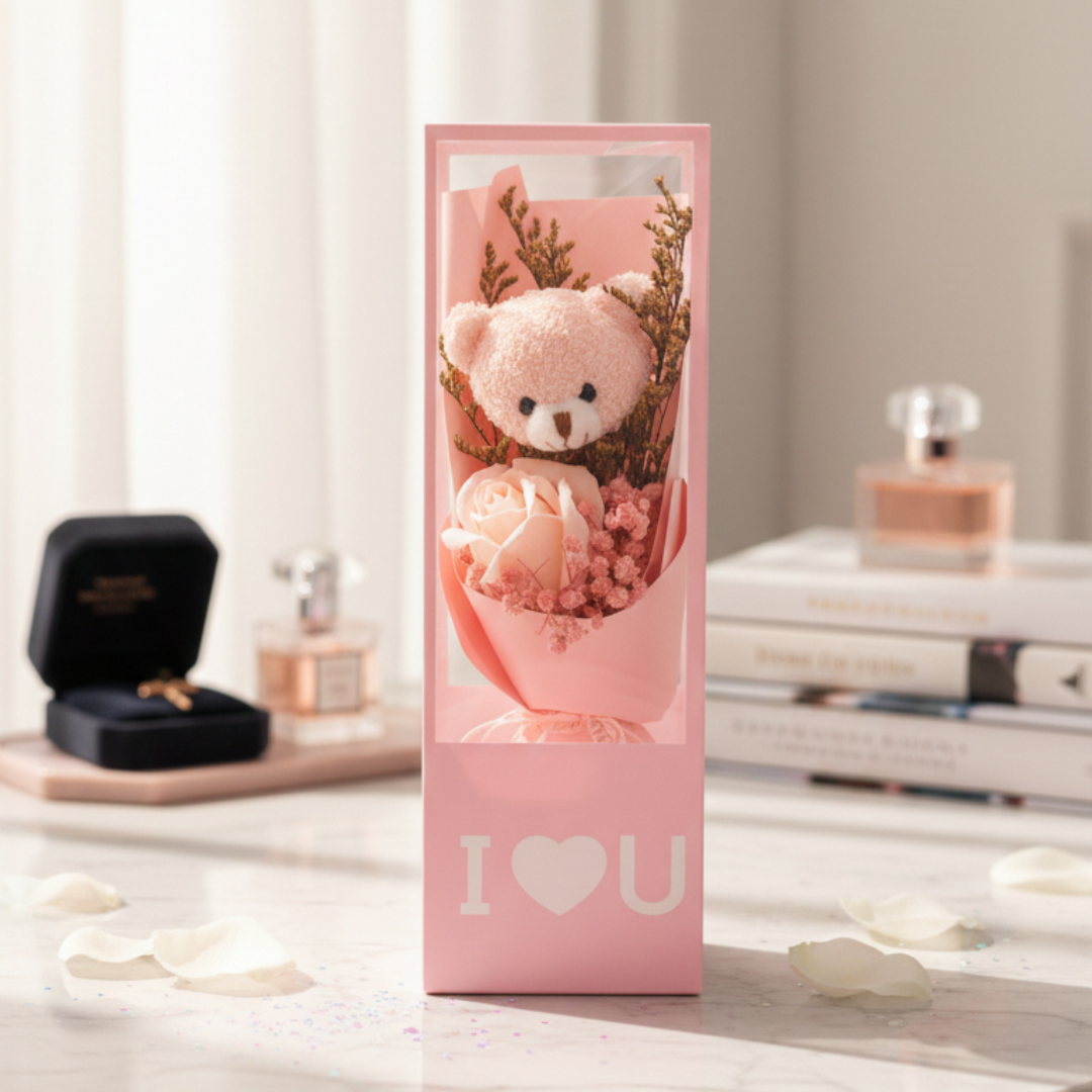 The "Everlasting Love" Teddy & Rose Floral Box