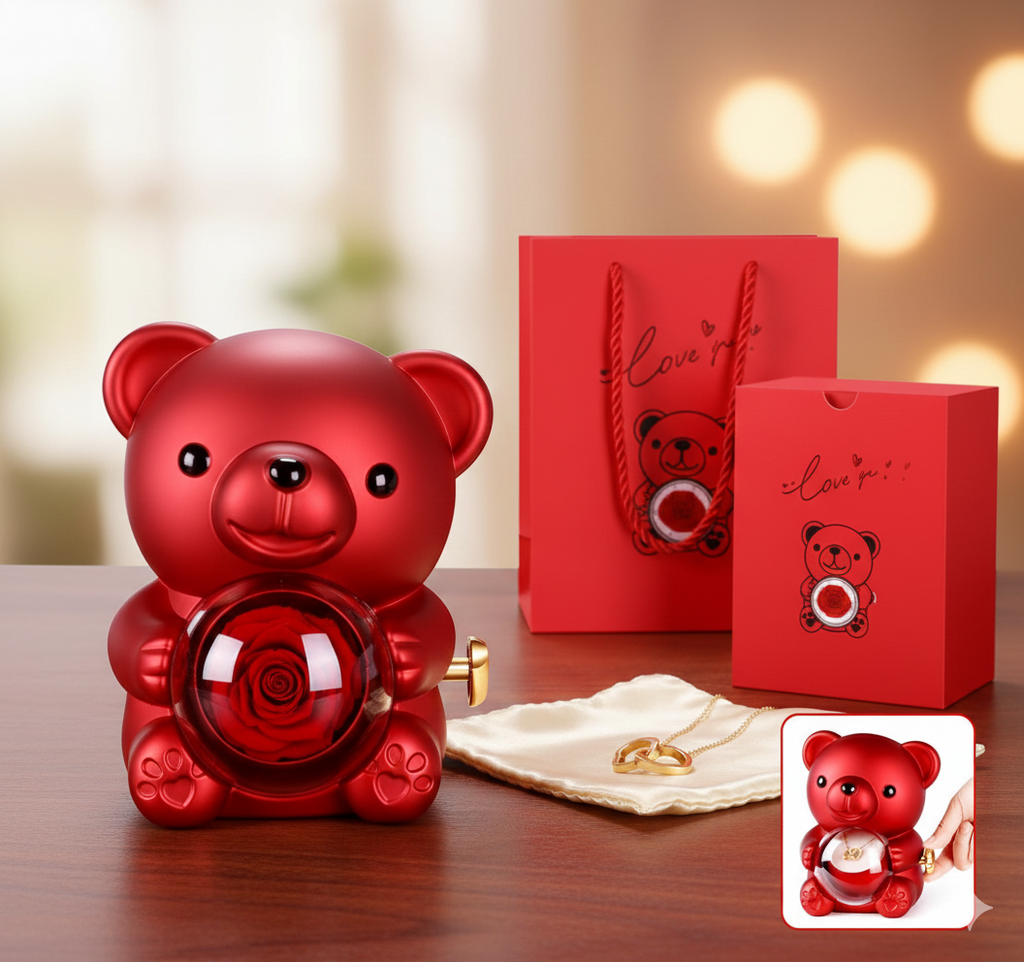 The Ultimate Eternal Red Teddy Bear & Secret Jewellery Box